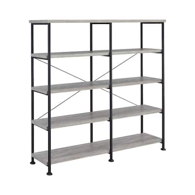 5-Tier Big Bookcase With Metal Frame in Grey