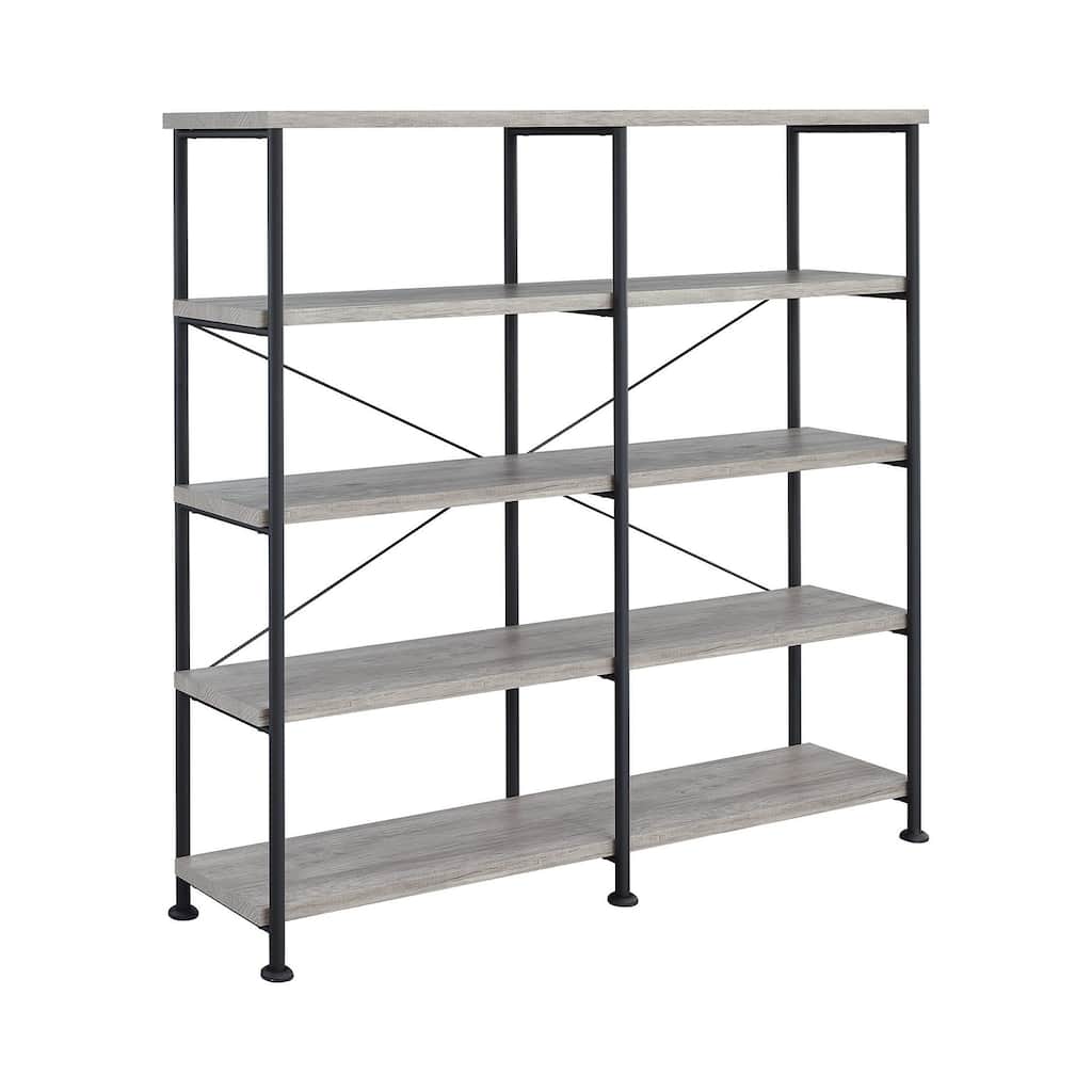 5-Tier Big Bookcase With Metal Frame in Grey