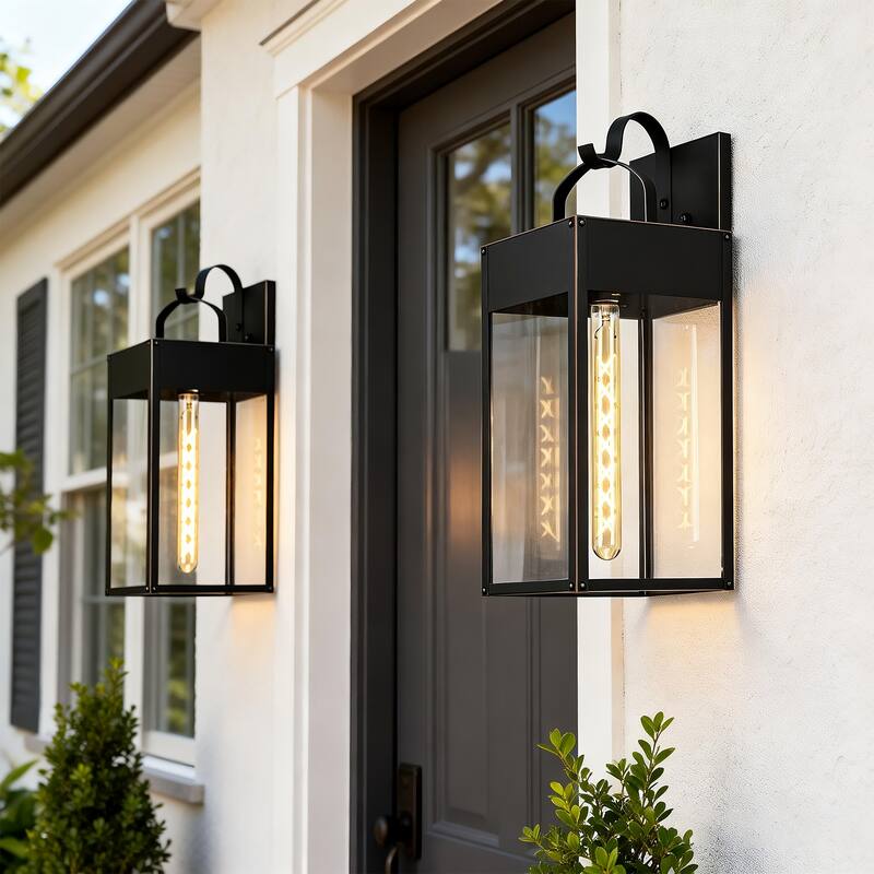 20 in. 1-Light Oil Rubbed Bronze Outdoor Hardwired Wall Lantern Sconce with Clear Glass Shade