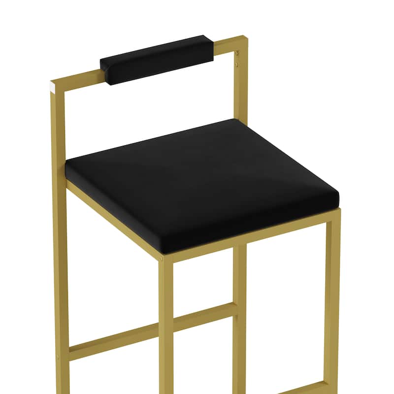 Modern Design in Gold Frame Velvet Upholstered Bar Stools Set of 2