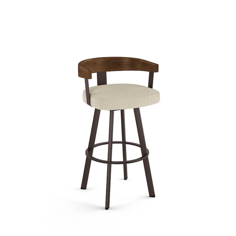 Amisco Lars Swivel Counter and Bar Stool - Dark Brown Metal / Cream Boucle Polyester - Counter height