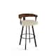 Amisco Lars Swivel Counter and Bar Stool - Dark Brown Metal / Cream Boucle Polyester - Bar height