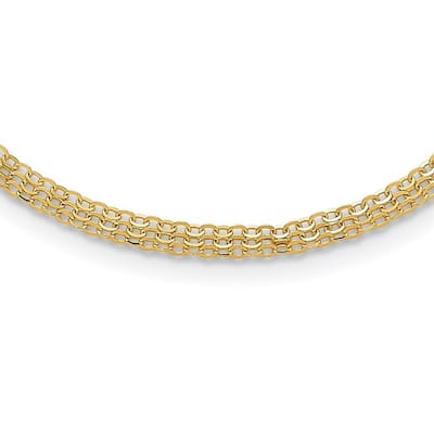 Curata 14k Yellow Gold 18" 4.5mm Three Row Cable Chain Necklace (Spring Ring)