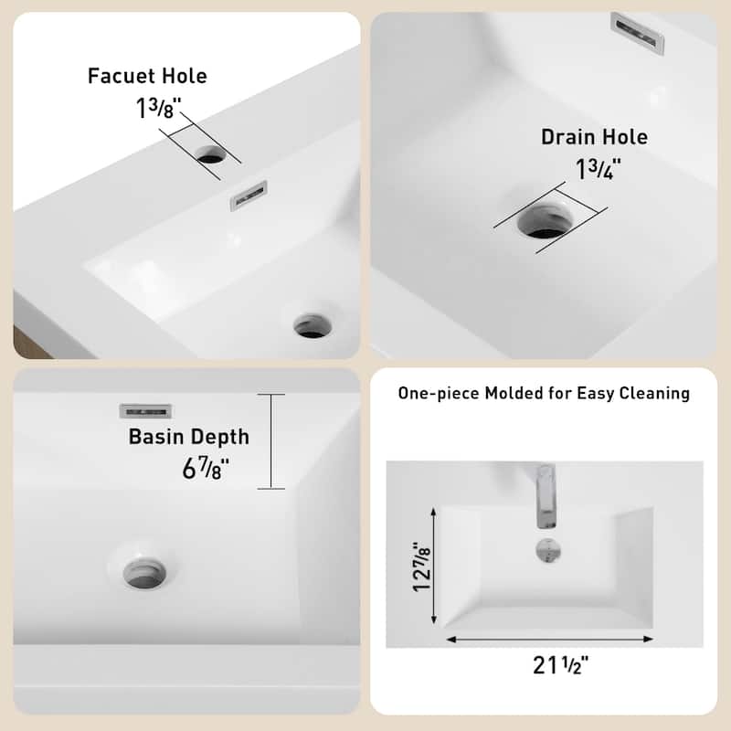 36" Wall-Mounted Bathroom Vanity with Sink