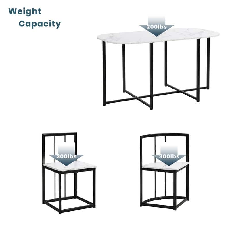 Mid-Century 7-Piece Dining Table Set for 6 People, Kitchen Dining Room Table Set with Faux Marble Dining Table and 6 Chairs