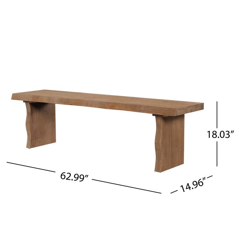 Christopher Knight Home - Nordic Rustic Pine Wood Dining Bench with Sculpted Legs