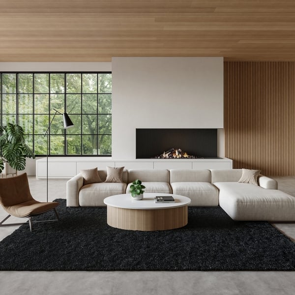 slide 2 of 41, Nourison Pacific Shag Indoor only Solid Area Rug 8' x 10' - Black - Rectangle