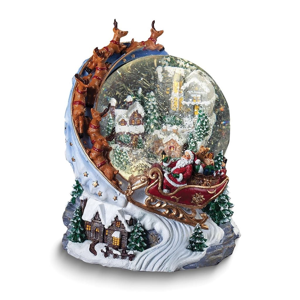 Curata Led Lighted Musical (Plays Santa Claus is Coming to Town) Swirl Globe with Santa Over Town