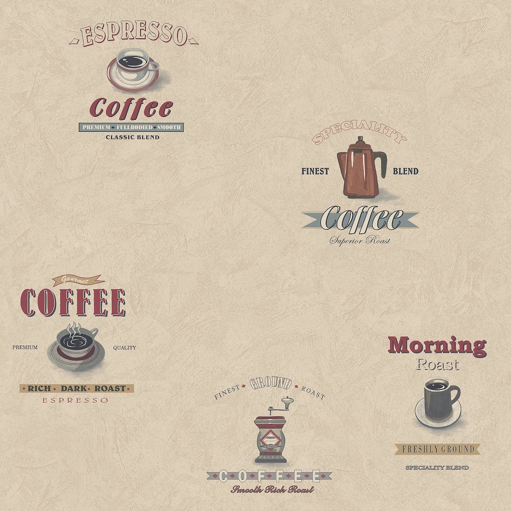 Galerie Wallcoverings Kitchen Recipes Coffee Motif Vinyl on Non-woven Matte Wallpaper Roll - 33 feet x 21 inches