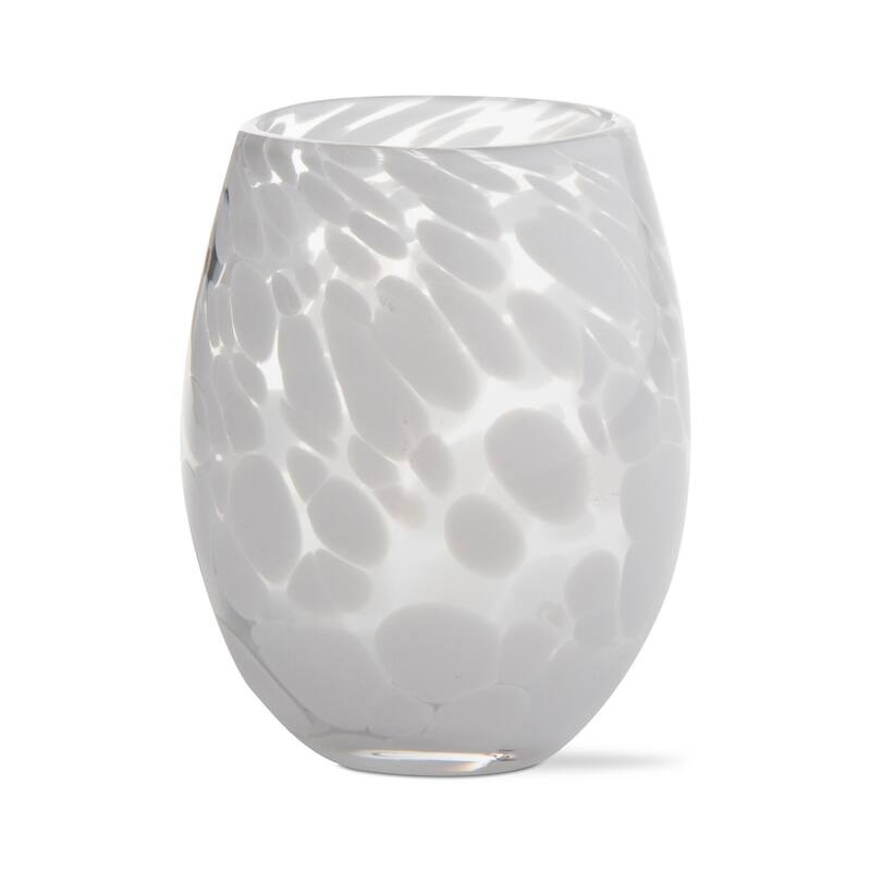 16 oz. Confetti Glass Stemless Wine Drinkware White Dishwasher Safe Beverage Glassware Set of 6