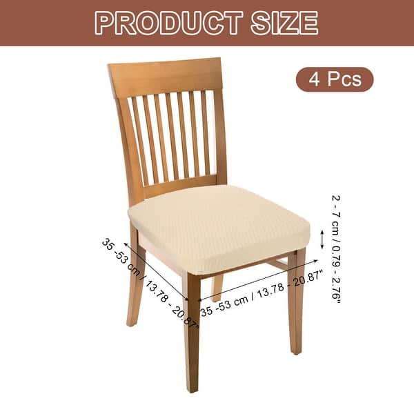dimension image slide 5 of 9, Chair Seat Covers, Chair Cushion Slipcovers, Waterproof Seat Protector for Dining Room, Kitchen - 4Pcs