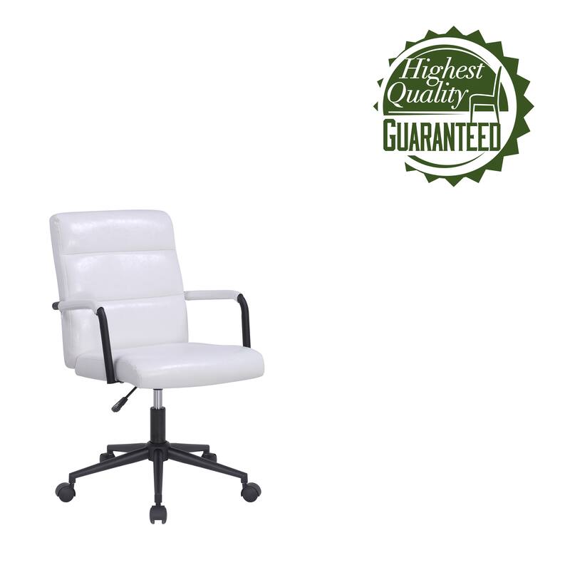 Porthos Home Pei Office Chair, Tufted PU Leather, Steel Swivel Base