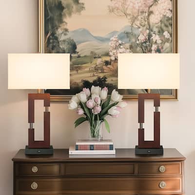 Bedside Lighting Wood Table Lamps (Set of 2)