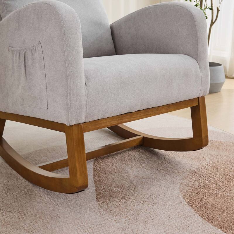 27.2"W Rocking Chair with High Back and Side Pocket