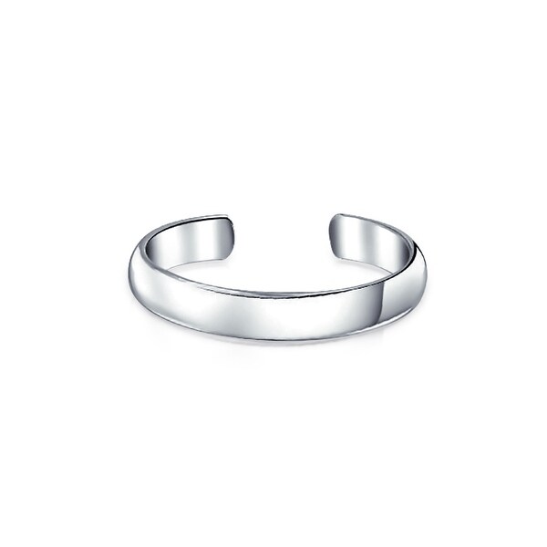 Plain Polished Midi Toe Ring Band For Women For Teen 925 Silver Sterling Adjustable Mid Finger