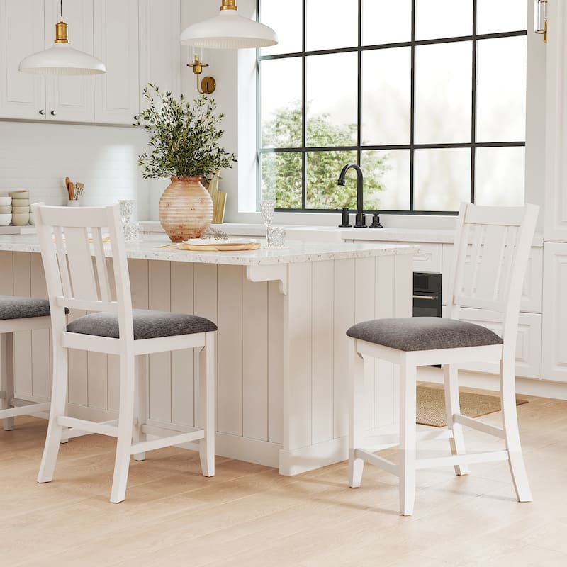 Gymax Rubber Wooden Bar Stools Set of 2 w/ Ergonomic Back Comfortable