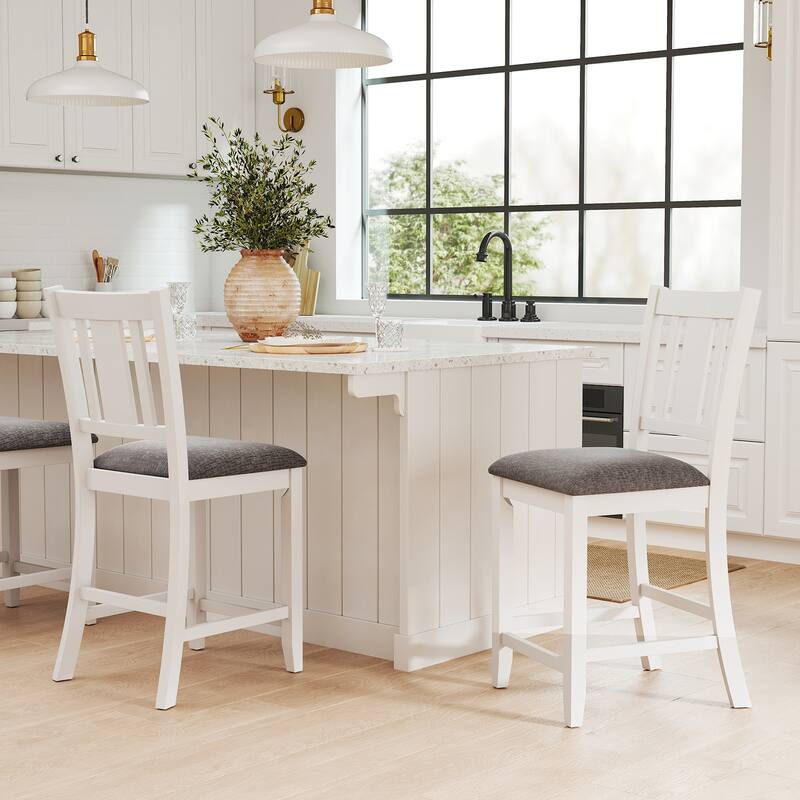 Gymax Rubber Wooden Bar Stools Set of 4 w/ Ergonomic Back Comfortable