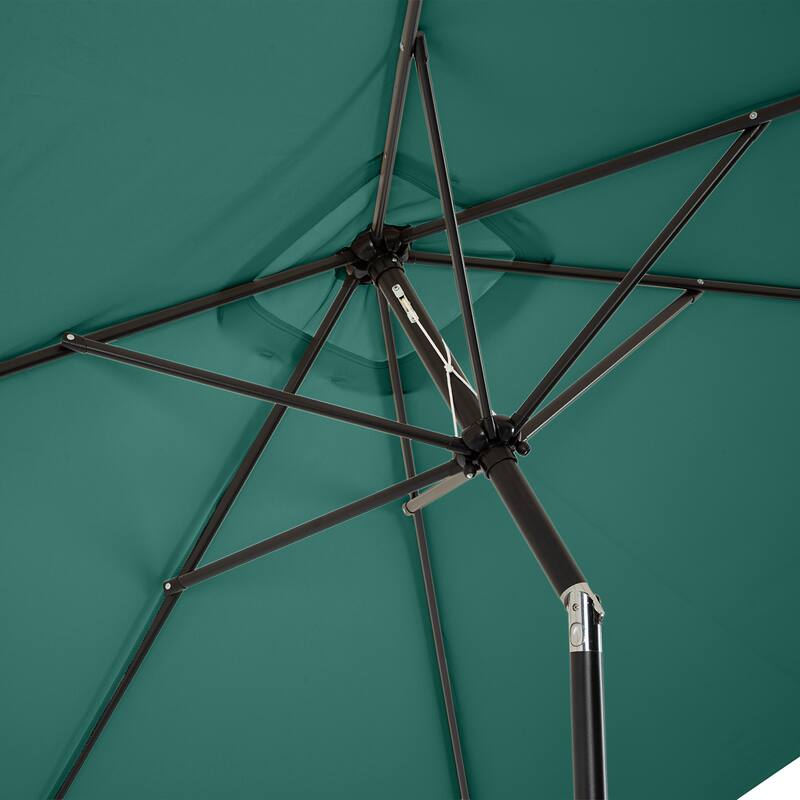 Rectangular Patio Umbrella - 10 Ft Easy Crank Sun Shade with Push Button Tilt by Pure Garden (Hunter Green)