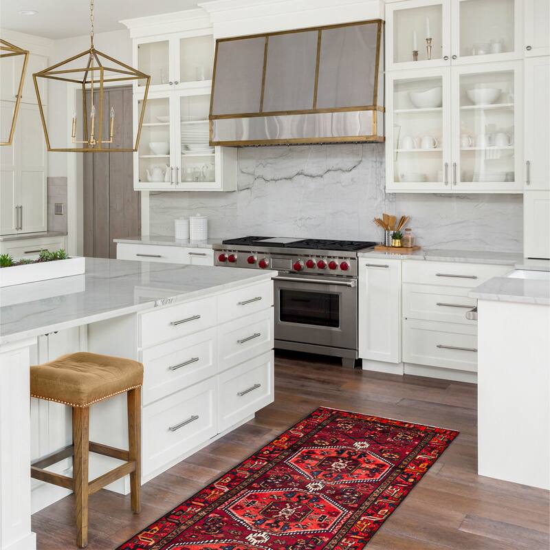 ECARPETGALLERY Hand-knotted Konya Anatolian Dark Red Wool Rug - 3'1 x 9'8