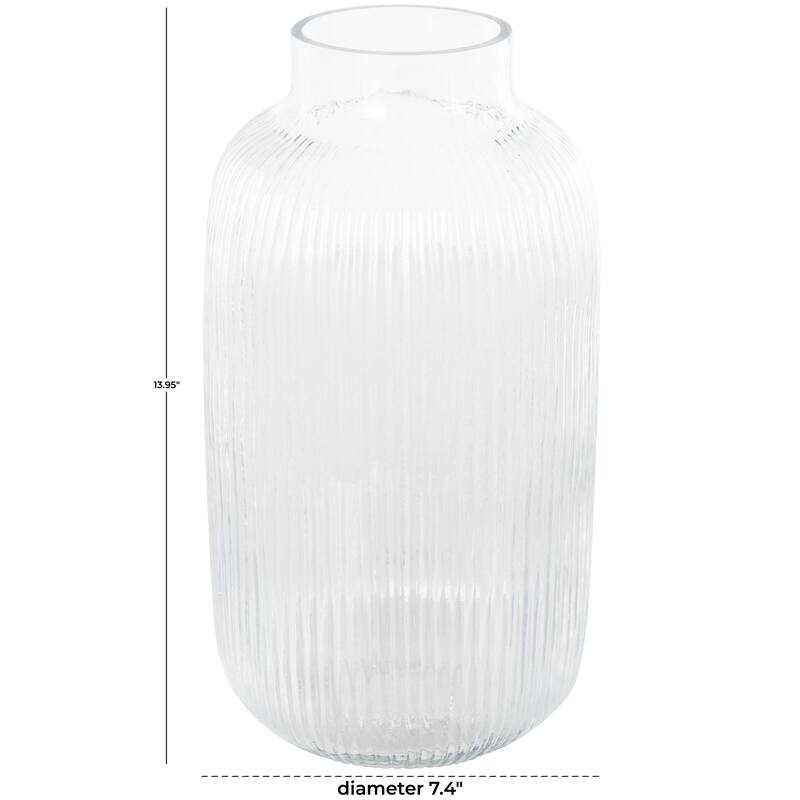 Clear Glass Ribbed Decorative Vase