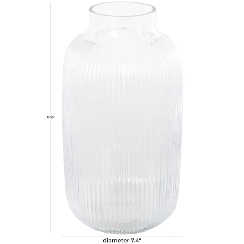 Glass Ribbed Decorative Vase - Clear - Roche River Decor