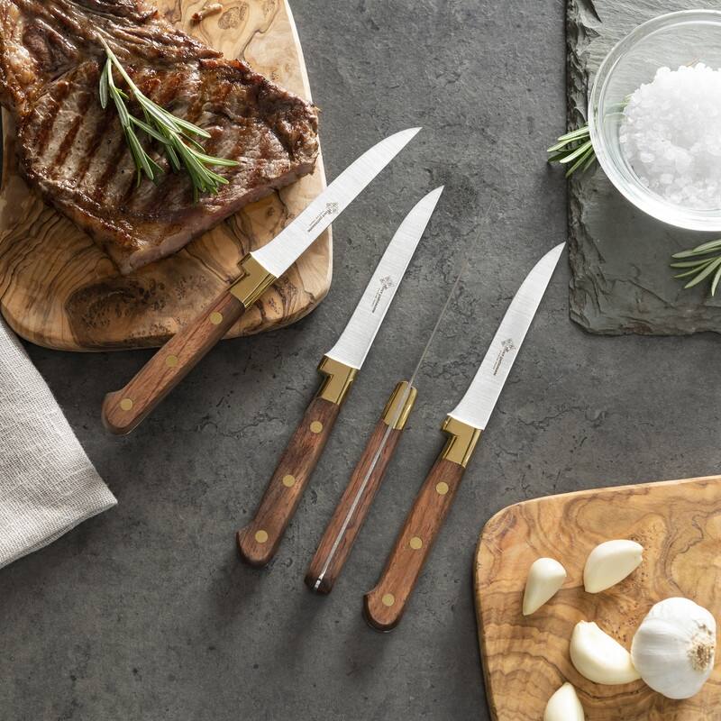AU NAIN Steak Knives with Rose Wood Handles, Set of 4 - 7.5 x .5 x .5 - 7.5 x .5 x .5