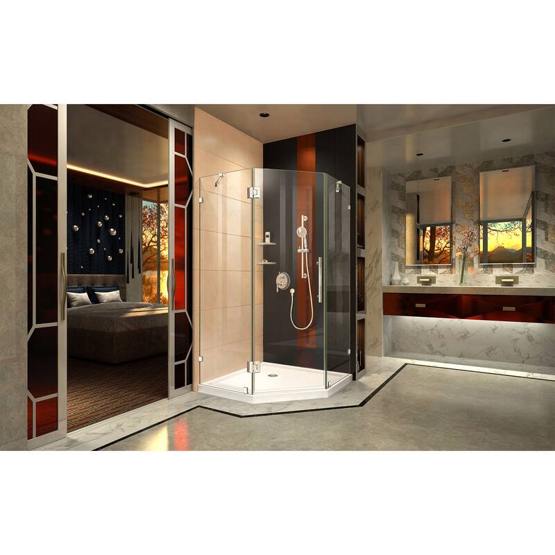 DreamLine Prism Lux 40 3/8 in. x 40 3/8 in. x 72 in. Fully Frameless Hinged Shower Enclosure - 40.38" x 40.38" - Chrome Finish