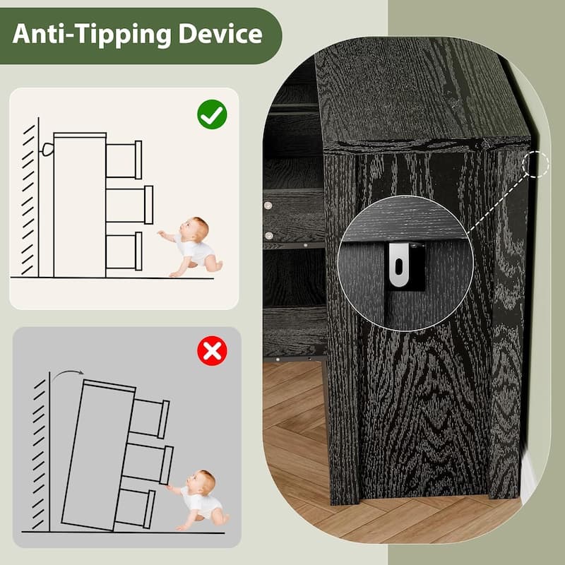 Modern Wide 7 Drawer Dresser Storage Cabinet for Living Room, Hallway Entryway