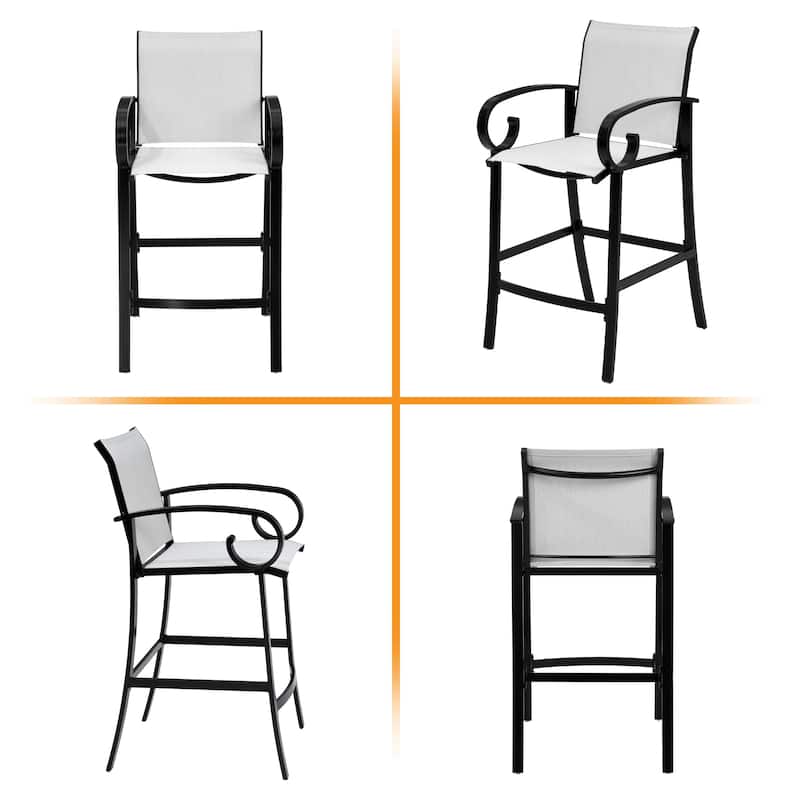 3/5-Piece Swivel Aluminum Bar Stools with Sunbrella Cushion and Table Set