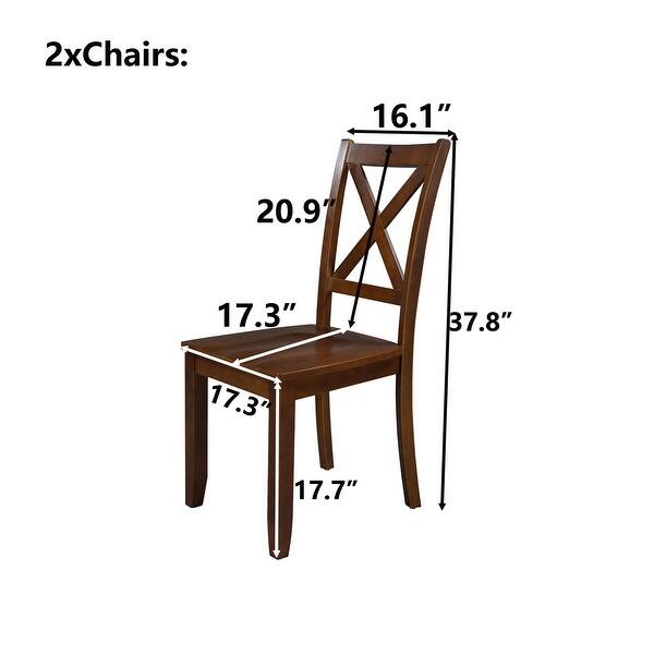 2Piece Traditional XBack Wood Breakfast Nook Dining Chairs for Small