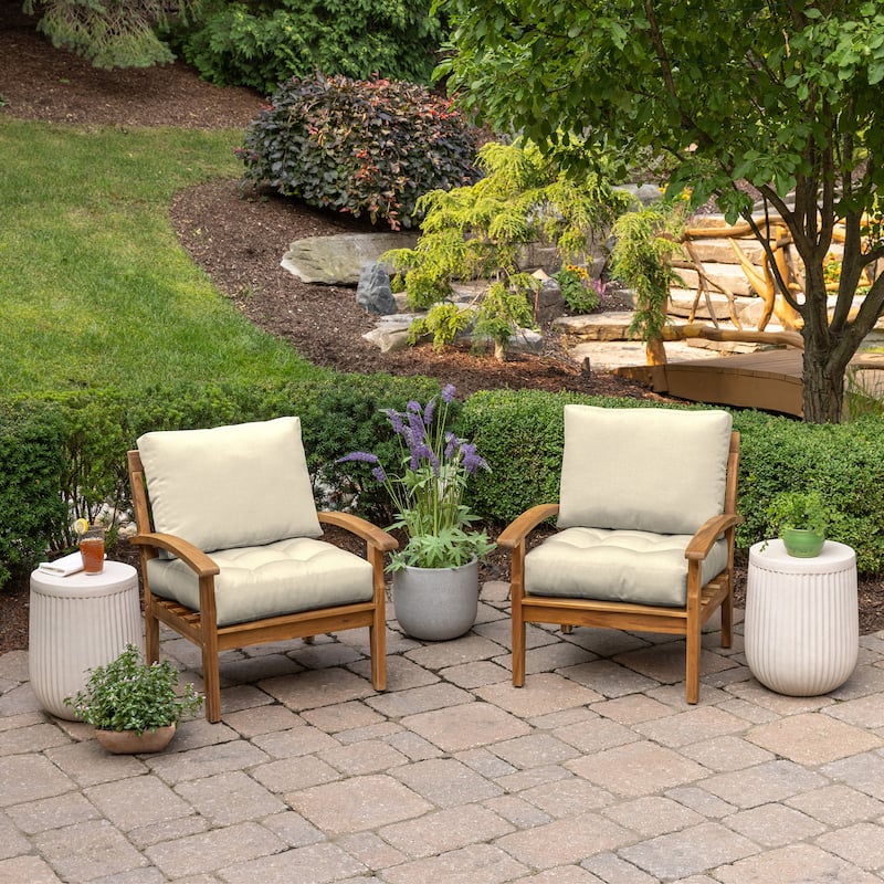 ARDEN Outdoor Plush Modern Tufted Blowfill Deep Seat Set, 24 x 24