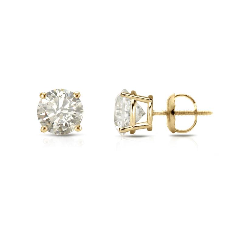 Auriya 18k Gold 1/2ct TW Clarity-enhanced Diamond Stud Earrings (J-K, I2-I3) - Yellow