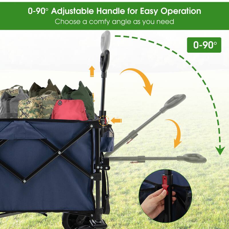 Costway Folding Collapsible Wagon Utility Garden Cart w/ Wide Wheels - See Details