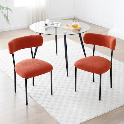 Orange 17.7" Round Upholstered Accent Chair (Set of 2)