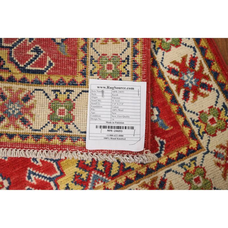 Traditional Red Kazak Oriental Foyer Rug Handmade Wool Carpet - 2'0"x 3'0"