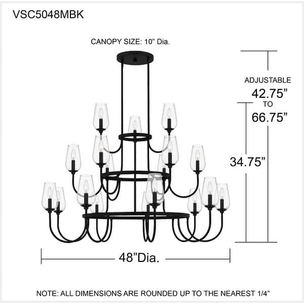 Viscount 18-Light Matte Black Chandelier