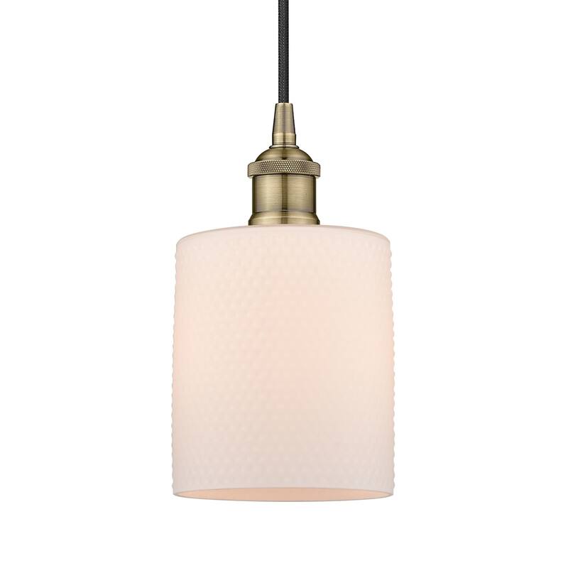 Innovations Lighting 616-1P-10-5 Cobbleskill Pendant Cobbleskill 5" - Antique Brass / Matte White