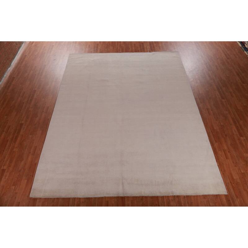 Hand Knotted Oriental 100% Wool Carpet Modern Solid Pink Gabbeh Area Rug - 13' 0'' X 10' 0''