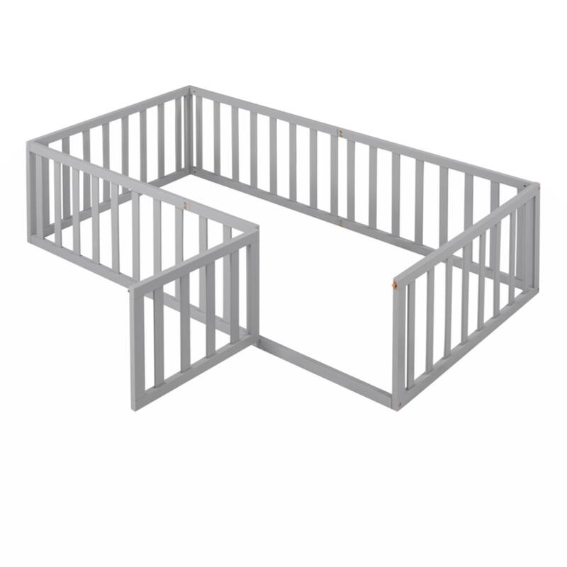 Twin Size Wood Daybed Frame with Fence