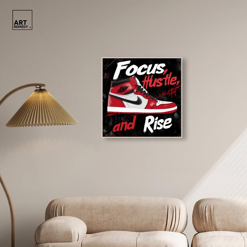Hustle and Rise Sneaker Red Canvas by Art Remedy