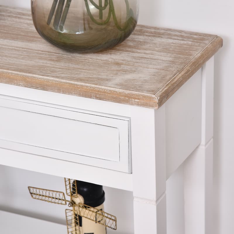HOMCOM Retro-Styled Sofa Console Entry Hallway Table with Multifunctional Design, Durable Build, & Large Storage