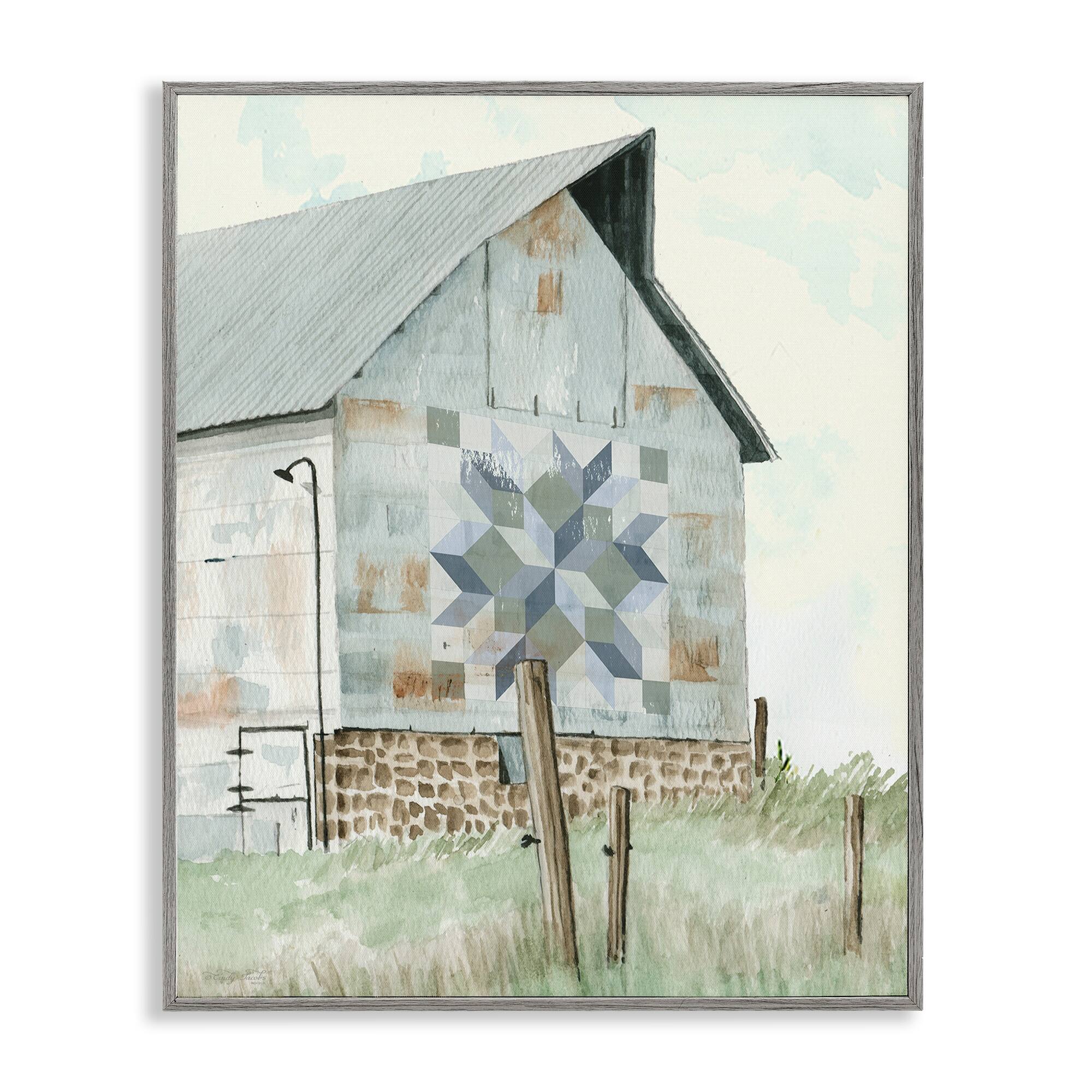 Stupell Pickel's Barn Quilt Framed Giclee Art Design By Cindy Jacobs
