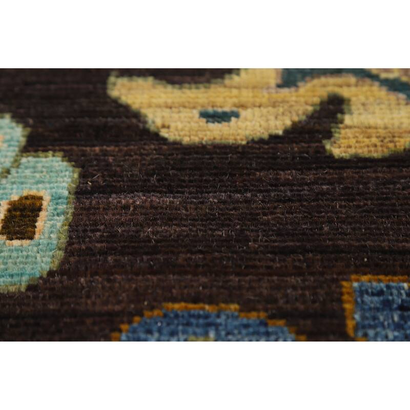 Hand Knotted Oriental 100% Wool Carpet Transitional All-Over Brown Oushak Area Rug - 10' 0'' X 8' 1''