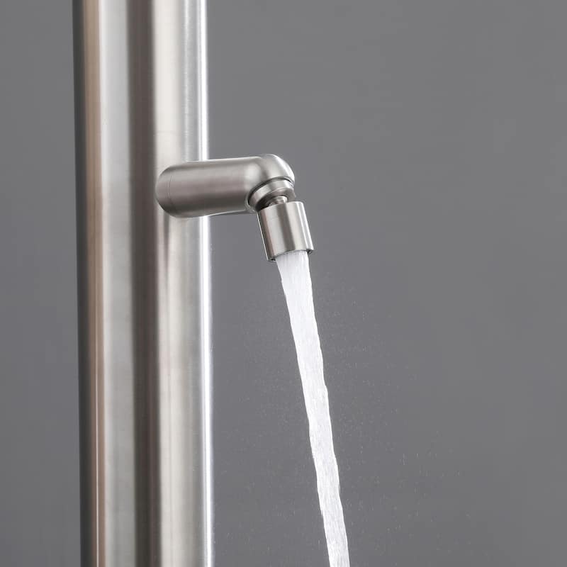 88"H Stainless Steel Freestanding Outdoor Shower with Footwash Spout