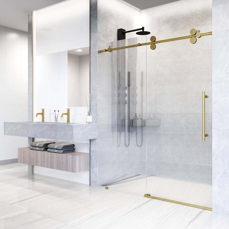 VIGO Elan 56" to 60" W x 74" H Frameless Sliding Shower Door