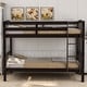 preview thumbnail 7 of 7, Twin Over Twin Bunk Bed with Ladder & Guardrail, Solid Wood Bedframe