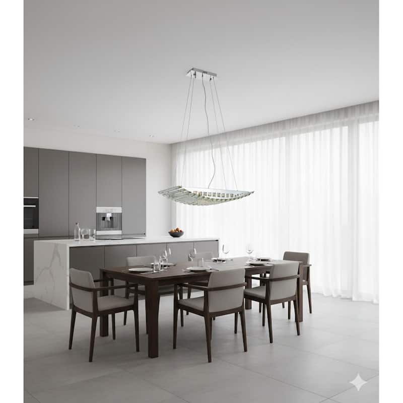 10-Light Chrome Chandelier With Clear Crystal Rods