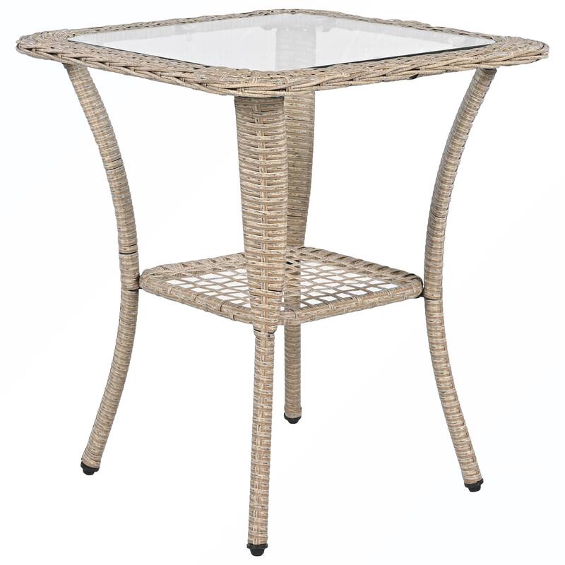 3PCS Rattan Swivel Chair and Table Set