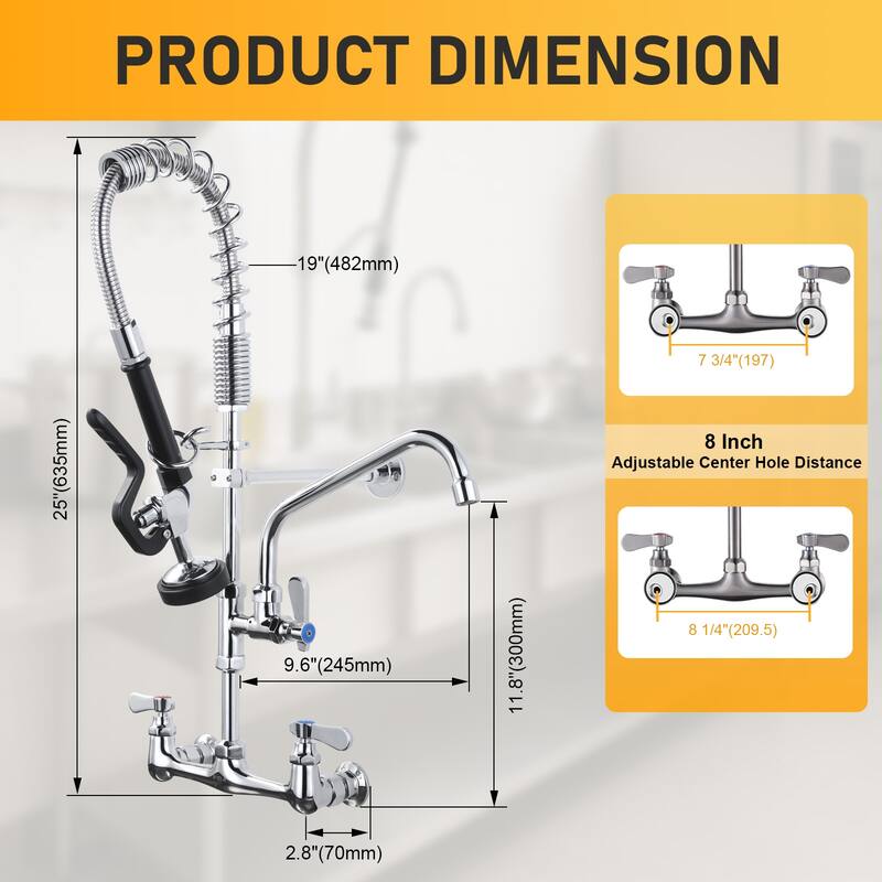 WOWOW Pull Down Sprayer Commeicial Faucet with Pre-Rinse Sprayer