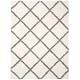 preview thumbnail 37 of 59, SAFAVIEH New York Shag Friedliese Trellis 1.2-inch Thick Rug 5'1" x 7'6" - Ivory/Grey - Rectangle